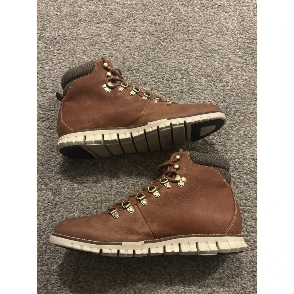 Cole Haan Mens Zerogrand Hiker Boot Size 10 M Water Resistant Tan Leather LaceUp